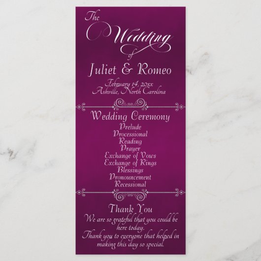 Programme Elegant Script & Monogram - Plum Wedding (Devant)