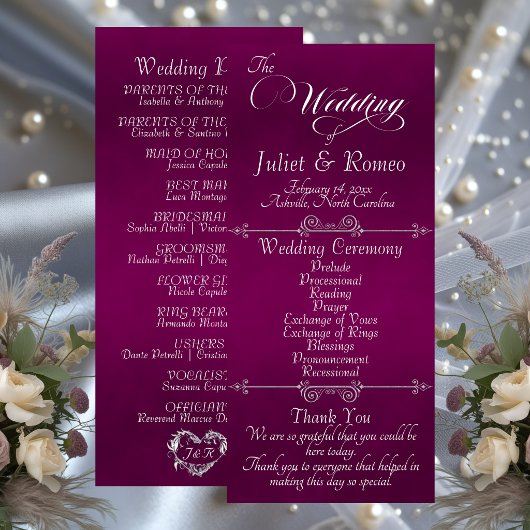 Programme Elegant Script & Monogram - Plum Wedding