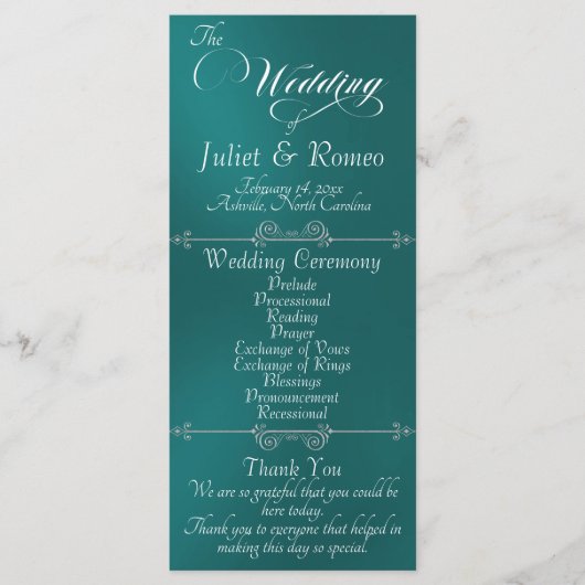 Programme Elegant Script & Monogram - Teal Wedding (Devant)
