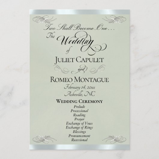 Programme Élégant Script - Noces de perle/argent (Devant)