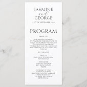 Programme Élégant Script noir & blanc Mariage moderne (Devant)