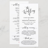 Programme Élégant script noir, cérémonie Mariage (Devant / Derrière)
