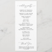 Programme élégant script noir et blanc mariage (Dos)