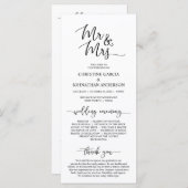 Programme Élégant script noir, M. et Mme, Cérémonie Mariage (Devant / Derrière)