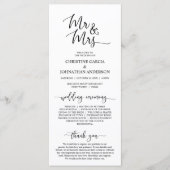 Programme Élégant script noir, M. et Mme, Cérémonie Mariage (Devant)