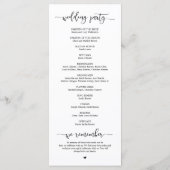 Programme Élégant script noir, notre cérémonie Mariage (Dos)