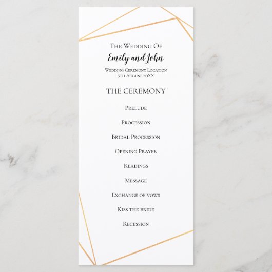 Programme Élégant Simple Gold Geometry LInes Mariage (Devant)
