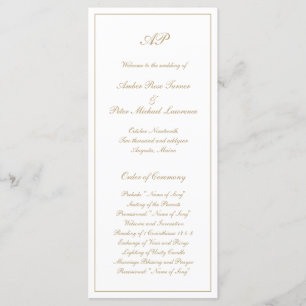 Programme Élégant simple Monogramme Formal Gold Mariage