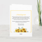 Programme Élégant simple pliage funéraire tournesol (Dos)