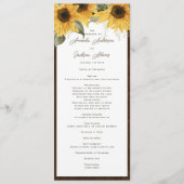 Programme Elégant tournesol rustique, mariage campagnard (Devant)