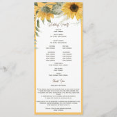 Programme Elégant tournesol rustique, mariage campagnard (Dos)