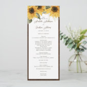 Programme Elégant tournesol rustique, mariage campagnard (Debout devant)