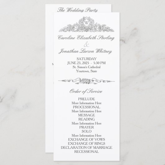 Programme Élégant traditionnel | Versailles Greray | MARIAGE (Devant / Derrière)