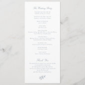 Programme Élégant Vintage Dusty Blue Script Wedding Programm (Dos)