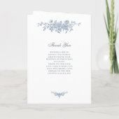 Programme Élégant Vintage Floral Blue Mariage livret (Dos)