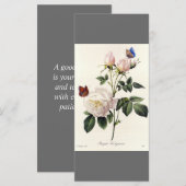 Programme Élégant vintage signet gris d'art botanique (Devant / Derrière)