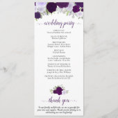 Programme Elégant violet Boho Aquarelle Mariage Floral (Dos)