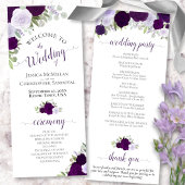 Programme Elégant violet Boho Aquarelle Mariage Floral