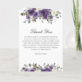 Programme Élégant violet foncé ivoire floral photo funéraill (Dos)