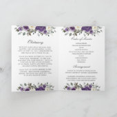 Programme Élégant violet foncé ivoire floral photo funéraill (Intérieur)