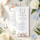 Programme Elegant Watercolor Wildflower Wedding Program