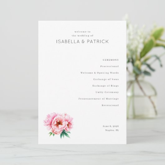 Programme Elegant Wedding Ceremony Program (Debout devant)