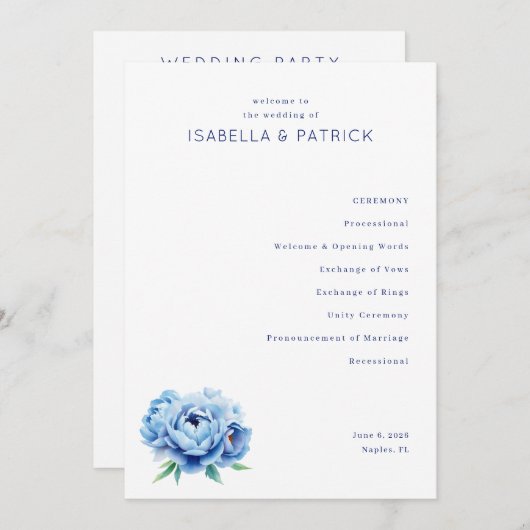 Programme Elegant Wedding Ceremony Program (Devant / Derrière)