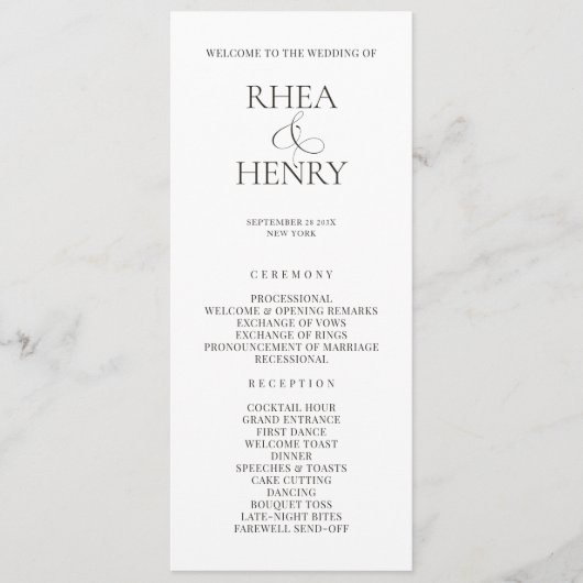 Programme Elegant Wedding Ceremony & Reception Program  (Devant)