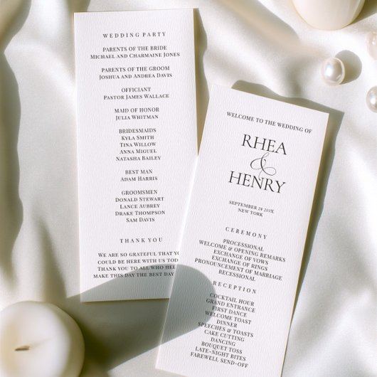 Programme Elegant Wedding Ceremony & Reception Program 