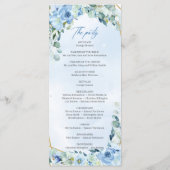 Programme Elégante aquarelle bleu poussiéreux cadre or flora (Dos)