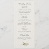 Programme Elégante aquarelle Jardin rose rose Mariage (Dos)