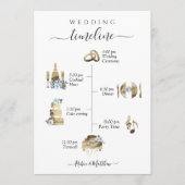 Programme Elégante aquarelle Mariage Timeline bleu floral (Devant)