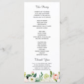 Programme Elégante aquarelle rose pâle Mariage floral (Dos)