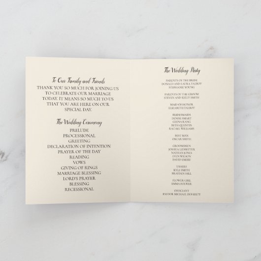 Programme Élégante Automne Automne Floral Mariage Cérémonie (Intérieur)