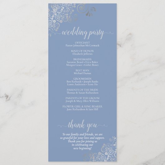 Programme Elégante boucles d'argent Dusty Blue Periwinkle Ma (Dos)