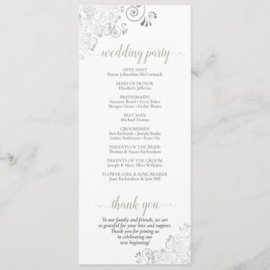 Programme Elégante boucles d'argent Sage vert sur Mariage bl (Dos)