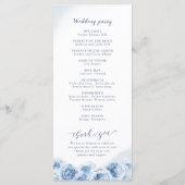 Programme Elégante calligraphie bleu aquarelle mariage flora (Dos)