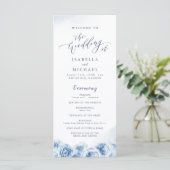 Programme Elégante calligraphie bleu aquarelle mariage flora (Debout devant)