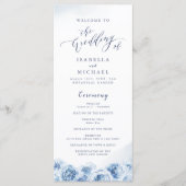 Programme Elégante calligraphie bleu aquarelle mariage flora (Devant)