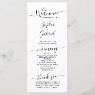 Programme Élégante Calligraphie Chic Script Cérémonie Mariag