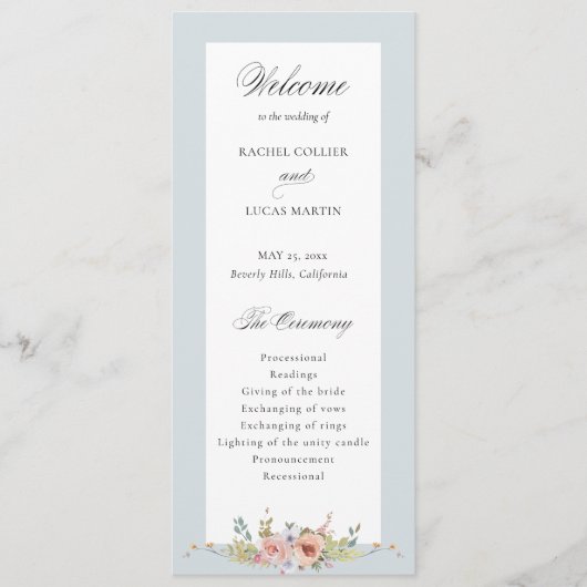 Programme Élégante calligraphie florale Pastel Boho (Devant)