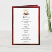 Programme Élégante calligraphie Mariage rouge et or (Devant)