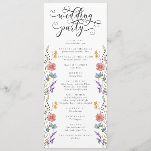 Programme Élégante calligraphie Printemps Floral Wedding Pro (Dos)