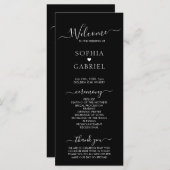 Programme Élégante Calligraphie Script Black Mariage Cérémon (Devant / Derrière)