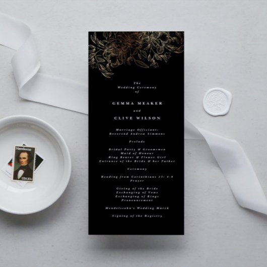 Programme Élégante cérémonie de Mariage botanique dessinée à