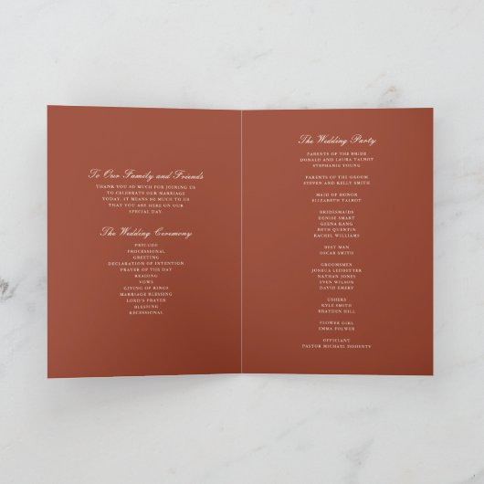 Programme Élégante cérémonie de Mariage d'aquarelle florale  (Intérieur)