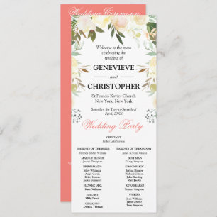 Programme Élégante cérémonie Mariage catholique de l'arc flo