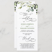 Programme Elégante cérémonie Mariage Eucalyptus aquarelle (Devant / Derrière)