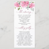 Programme Élégante Cérémonie Mariage florale d'Hydrangée ros (Dos)