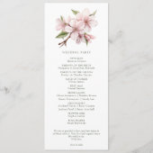 Programme Elégante Cerise Blossom cérémonie mariage minimale (Dos)